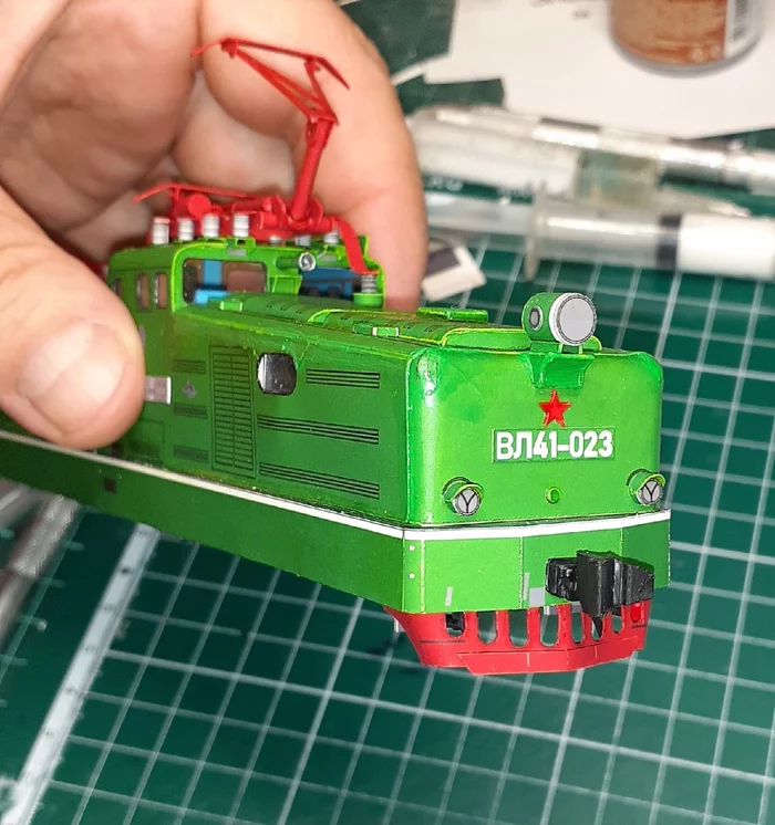 Paper model of the Soviet Shunting Industrial Electric Locomotive VL41. Part 2 - My, A train, Hobby, 3D modeling, Papercraft, Longpost