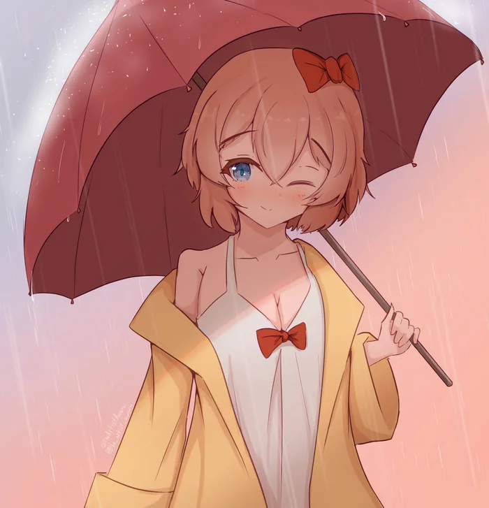 Сайори - Doki Doki Literature Club, Sayori, Anime Art, Аниме, Визуальная новелла