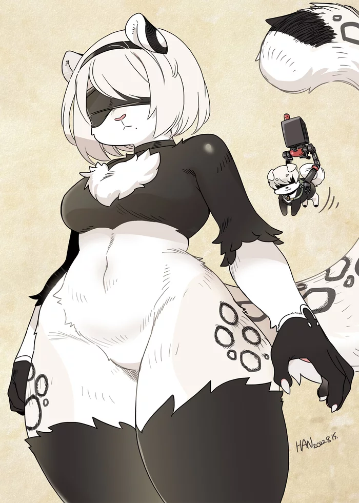 2B and 9S - Furry, Furry art, Furry cat, Yorha unit No 2 type B, NIER Automata, Furry canine, Shepherd0821, Yorha unit no 9 type S