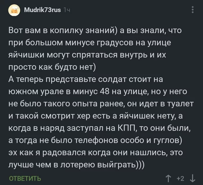 Солдат - Юмор, Скриншот, Комментарии, Комментарии на Пикабу, Яйца, Армия, Солдаты, Урал, Лотерея, Страх, Испуг