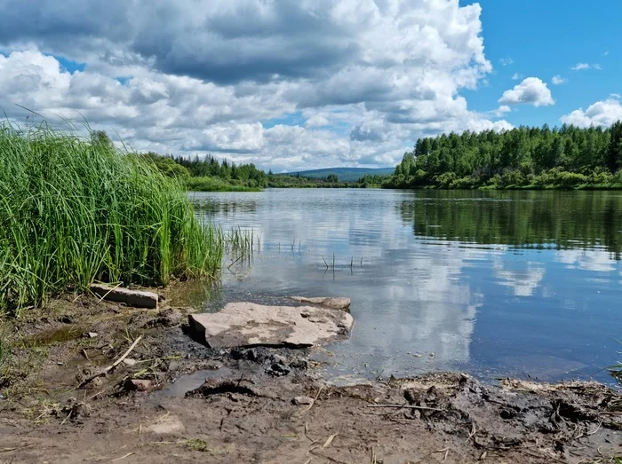 Река - Моё, Мобильная фотография, Лето, Река Лена, Небо, Облака, Красота природы