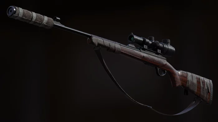 Охотничья винтовка (Rifle gun) - Моё, 3D моделирование, Blender, Компьютерная графика, Оружие, Substance painter
