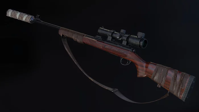 Охотничья винтовка (Rifle gun) - Моё, 3D моделирование, Blender, Компьютерная графика, Оружие, Substance painter