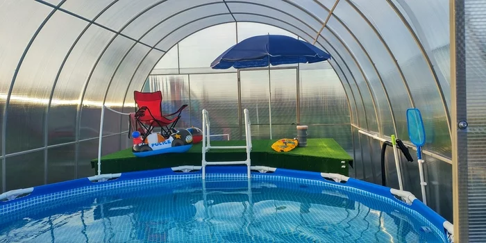 Do-it-yourself pavilion for the pool. Homemade skimmer and water vacuum cleaner - My, Needlework with process, Welding, Swimming pool, Pavilion, Frame pool, Video, Youtube, Longpost