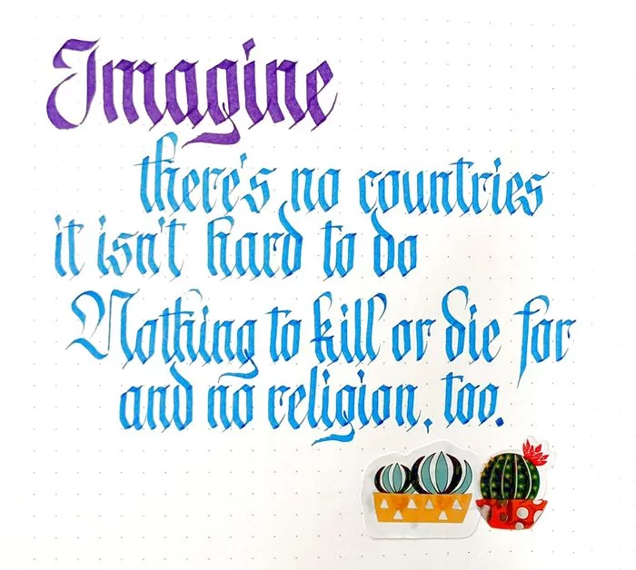 Imagine gothic - My, Calligraphy, Lettering, Gothic, Gothic font, Fraktura, Wide feather, Longpost, Marker