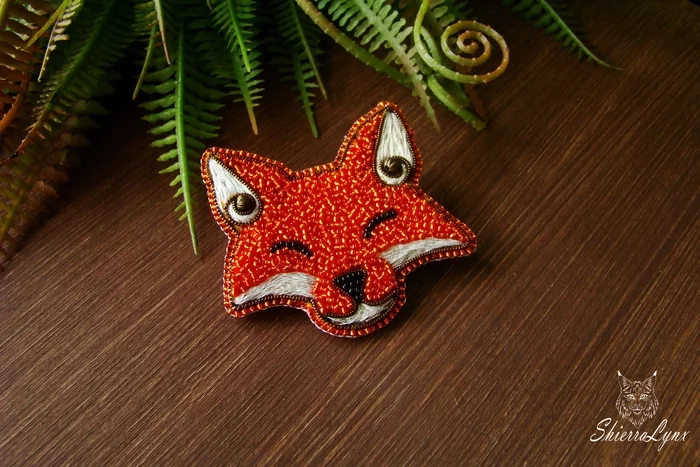 Fox red post ver.2 - My, Beads, Embroidery, With your own hands, Needlework, Needlework without process, Fox, Handmade, Weaving, Beading, Craft, Decoration, Brooch, Longpost