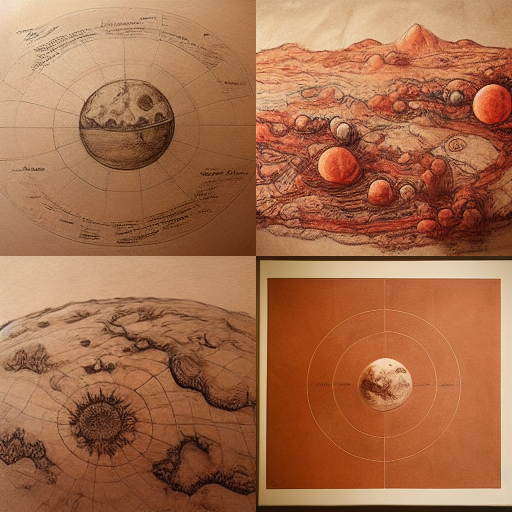 Map of the planet Mars through the eyes of Midjourney - Cards, Midjourney, Mars, Planet, Longpost