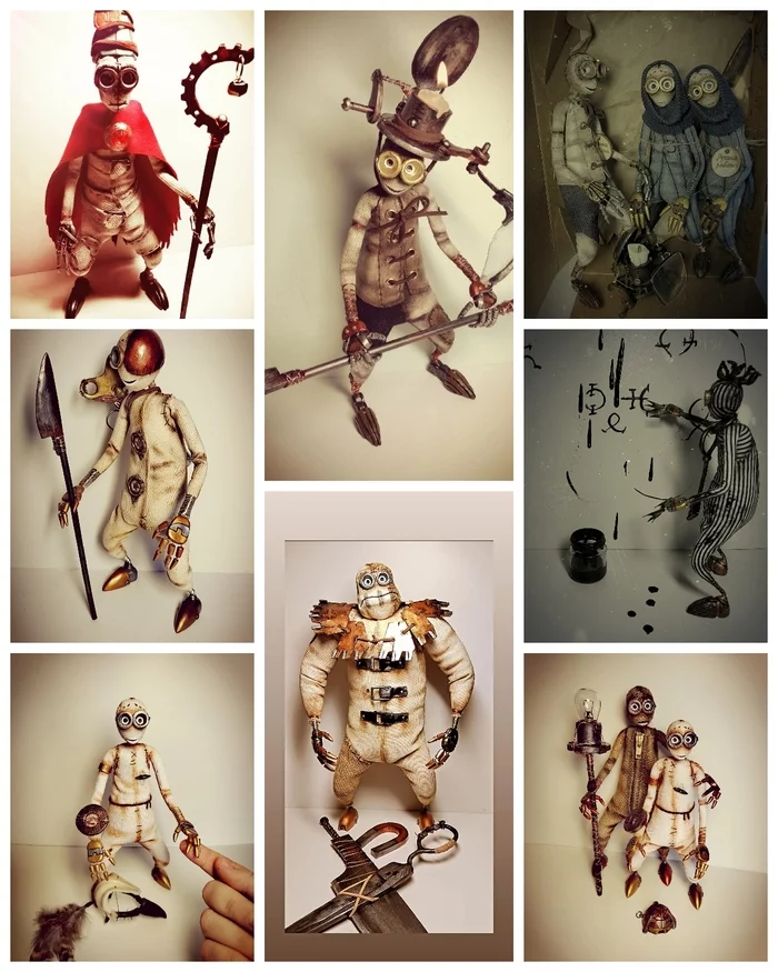 Everyone is here - Doll, Figurines, Creation, Handmade, Characters (edit), Cartoons, Polymer clay, Mixed media, Steampunk, Nine (cartoon), Saint Petersburg, Art, Video, Vertical video, Longpost