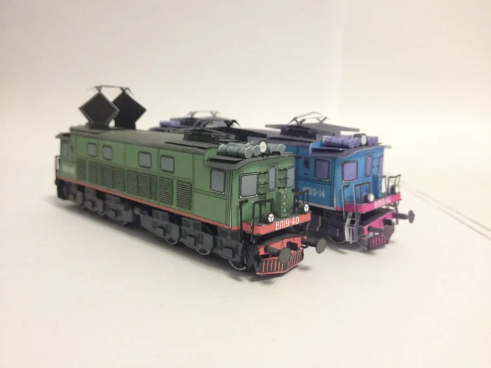 Paper model of the Soviet Electric Locomotive VL19. TT scale - My, Longpost, Papercraft, 3D modeling, Electric locomotive, Hobby