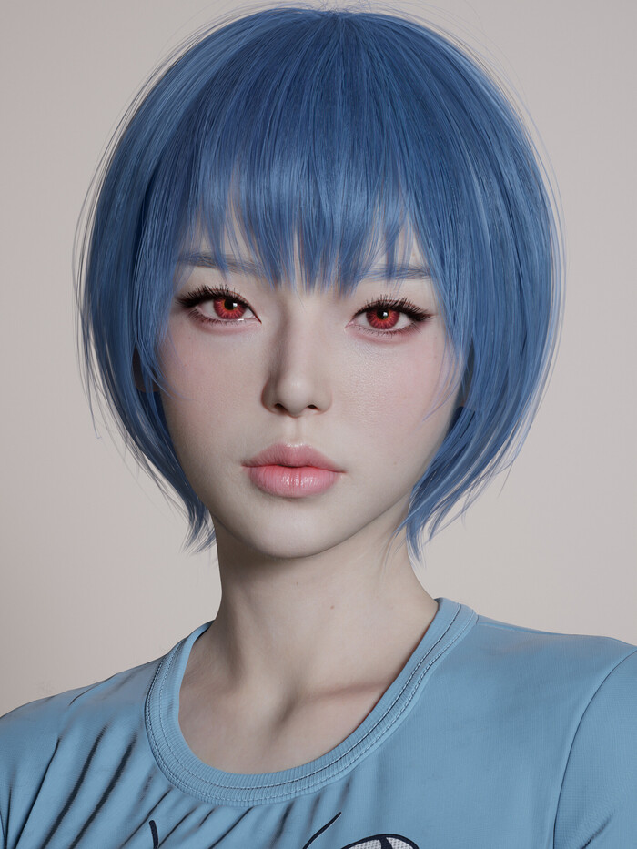 Rei Ayanami , ArtStation, , Evangelion, Rei Ayanami, 3D, Anime Art, 