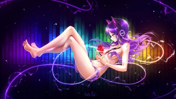 Radio wave - NSFW, Art, Artstation, Anime, Original character, Girls, Anime art, Kate Fox