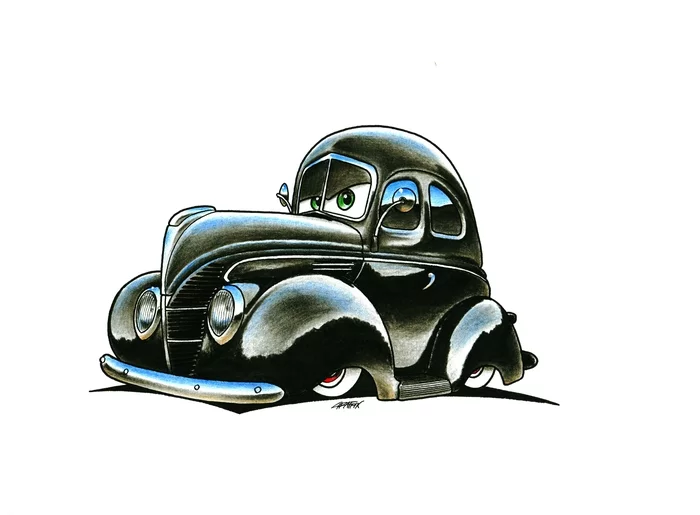 Oldies. cartoons - My, Pencil drawing, American auto industry, Sketch, Colour pencils, Sketch, Graphics, Illustrations, Cartoon, Ford, Plymouth, Longpost