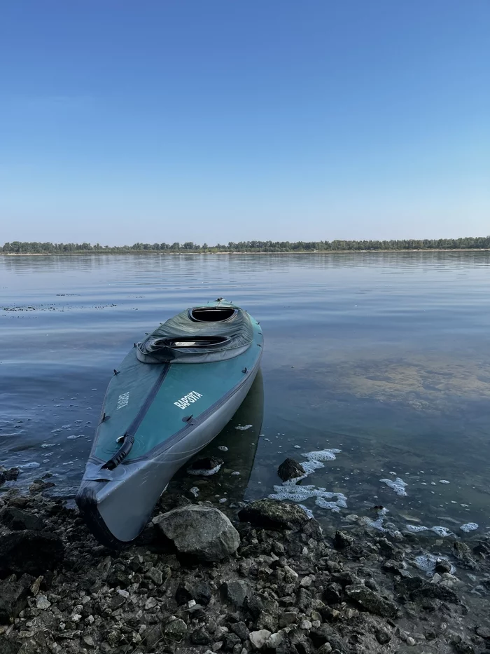 morning swim - Mobile photography, Volga river, Summer, Kayak, Longpost