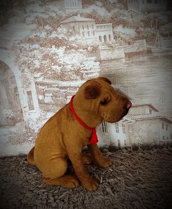 Sharpei. Sculpture of a dog, created from a photo of a pet from sheep's wool. dry felting - Shar Pei, Dry felting, Dog, Handmade, Longpost, Needlework without process