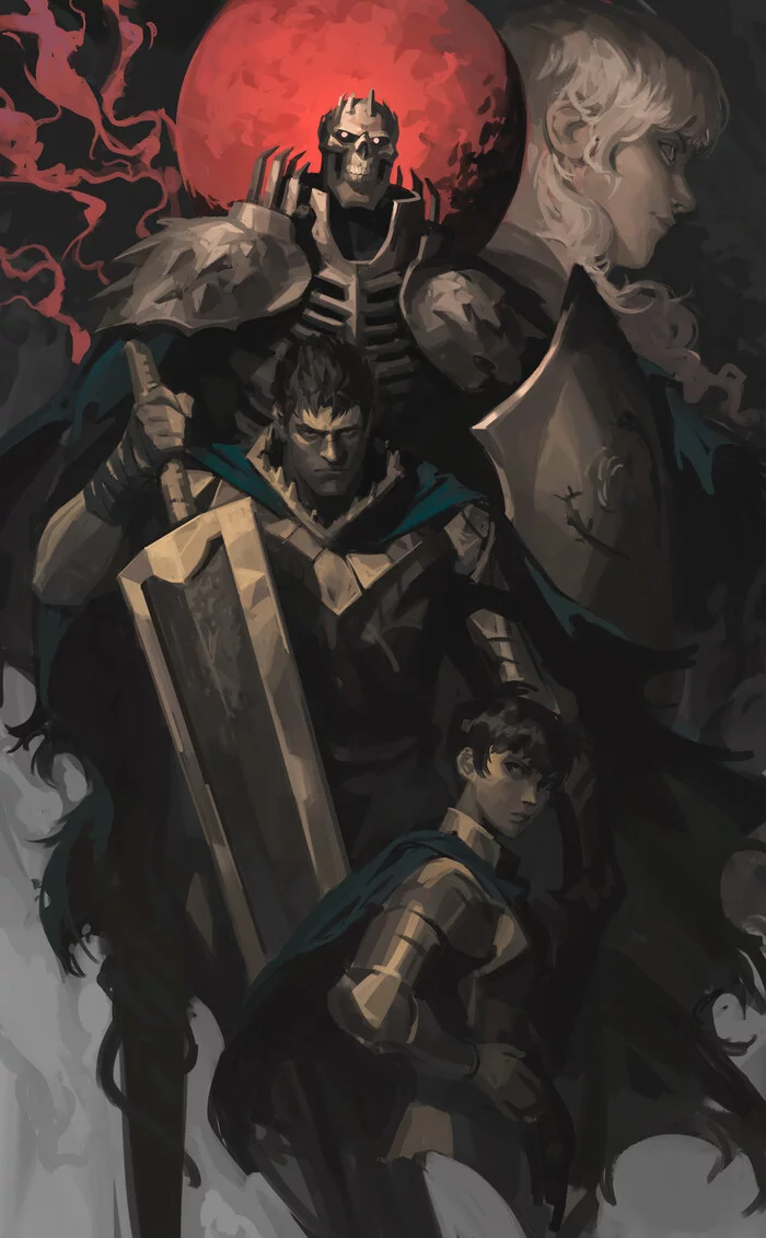 Berserk - Art, Anime, Anime art, Berserk, Guts, Griffith, Casca, Longpost, Skull Knight