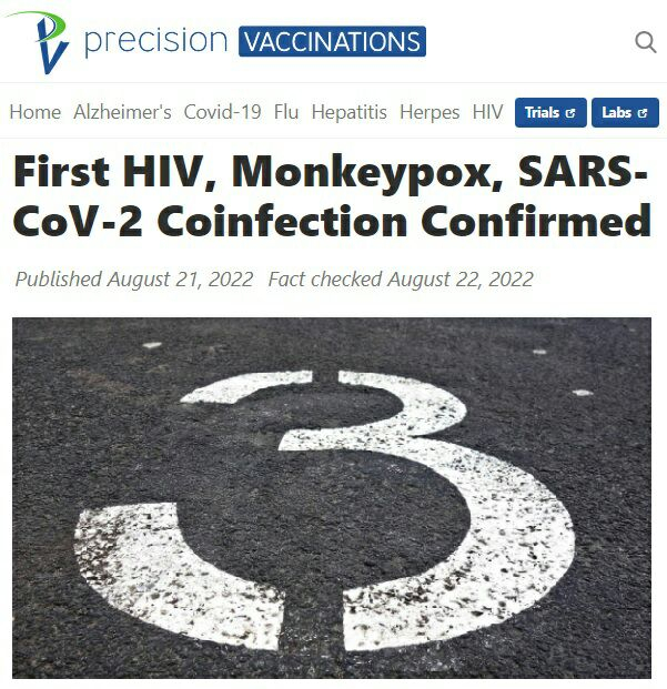 First carrier of HIV, COVID-19 and monkeypox - Screenshot, Picture with text, The medicine, Coronavirus, Combo
