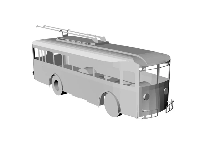 Paper model of the First Soviet trolleybus of the LK series. TT scale - My, Papercraft, 3D modeling, Longpost, Hobby, Trolleybus