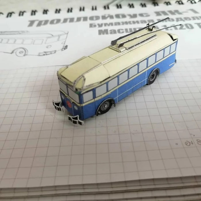 Paper model of the First Soviet trolleybus of the LK series. TT scale - My, Papercraft, 3D modeling, Longpost, Hobby, Trolleybus