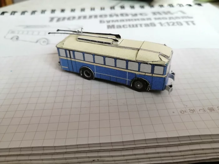Paper model of the First Soviet trolleybus of the LK series. TT scale - My, Papercraft, 3D modeling, Longpost, Hobby, Trolleybus