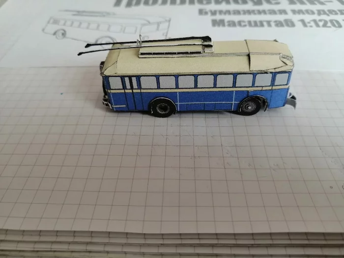 Paper model of the First Soviet trolleybus of the LK series. TT scale - My, Papercraft, 3D modeling, Longpost, Hobby, Trolleybus