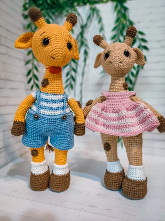 hand drawn giraffes - My, Handmade, Toys, Amigurumi, Knitting, Crochet, Longpost