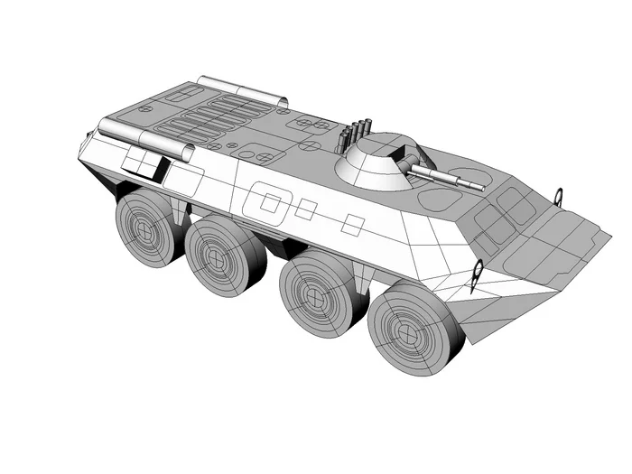 Paper model of the Soviet/Russian BTR-80. 144th scale - My, Hobby, Longpost, 3D modeling, Btr-80, Papercraft, Cigarettes, Needlework with process