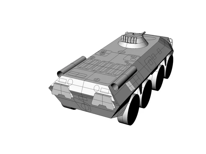 Paper model of the Soviet/Russian BTR-80. 144th scale - My, Hobby, Longpost, 3D modeling, Btr-80, Papercraft, Cigarettes, Needlework with process