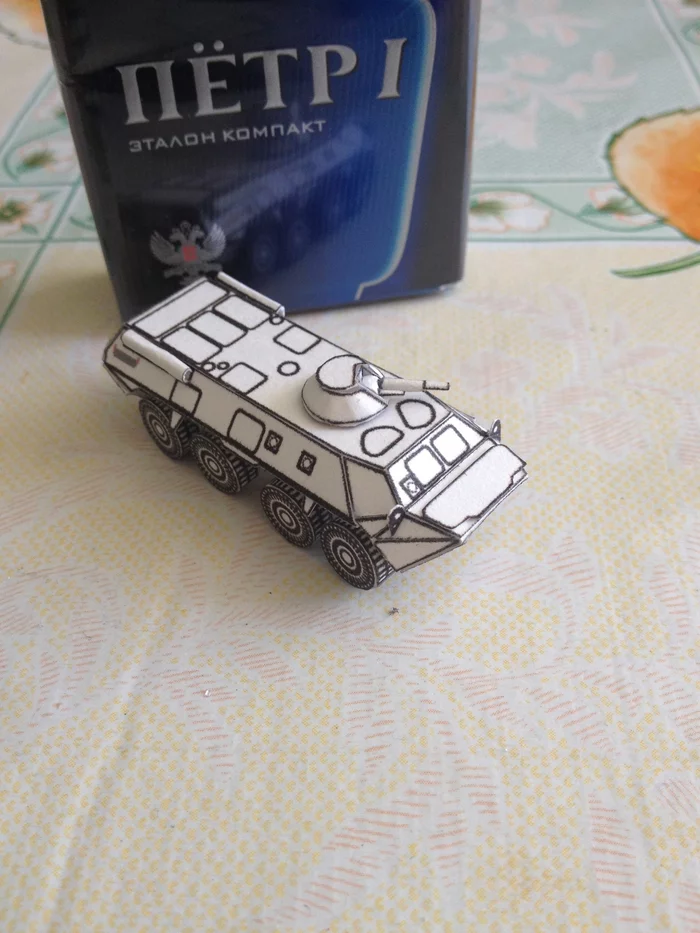 Paper model of the Soviet/Russian BTR-80. 144th scale - My, Hobby, Longpost, 3D modeling, Btr-80, Papercraft, Cigarettes, Needlework with process