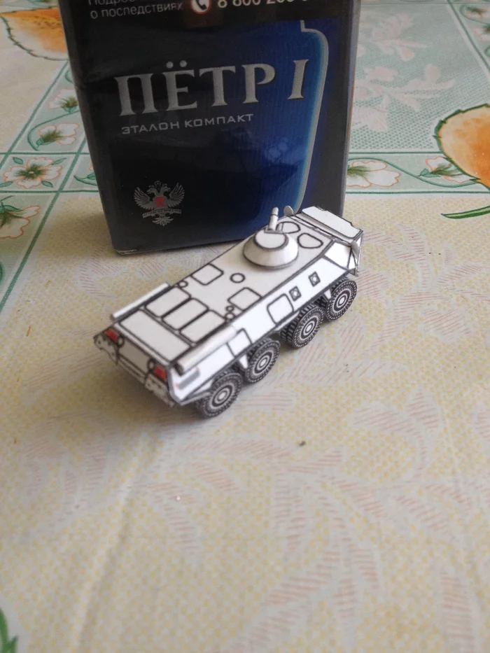 Paper model of the Soviet/Russian BTR-80. 144th scale - My, Hobby, Longpost, 3D modeling, Btr-80, Papercraft, Cigarettes, Needlework with process