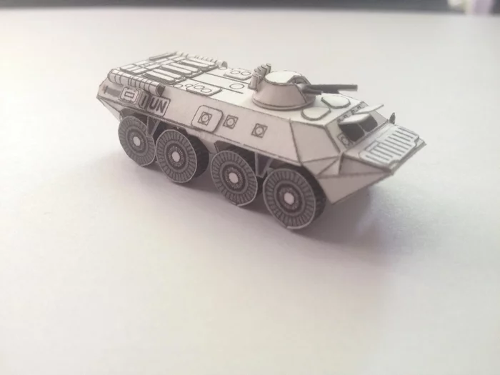 Paper model of the Soviet/Russian BTR-80. 144th scale - My, Hobby, Longpost, 3D modeling, Btr-80, Papercraft, Cigarettes, Needlework with process