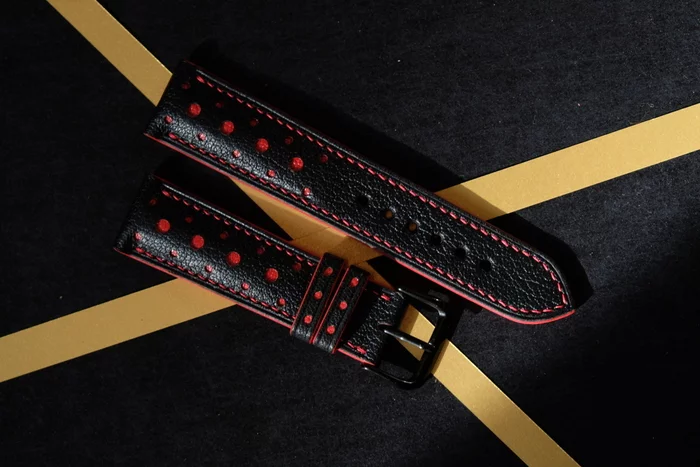 Black and red watch strap - My, Leather products, Natural leather, Longpost