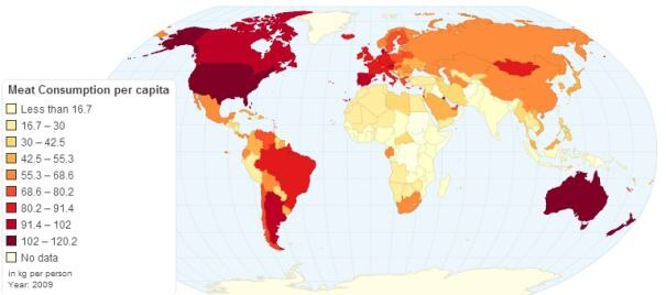 Годовое потребление мяса на человек