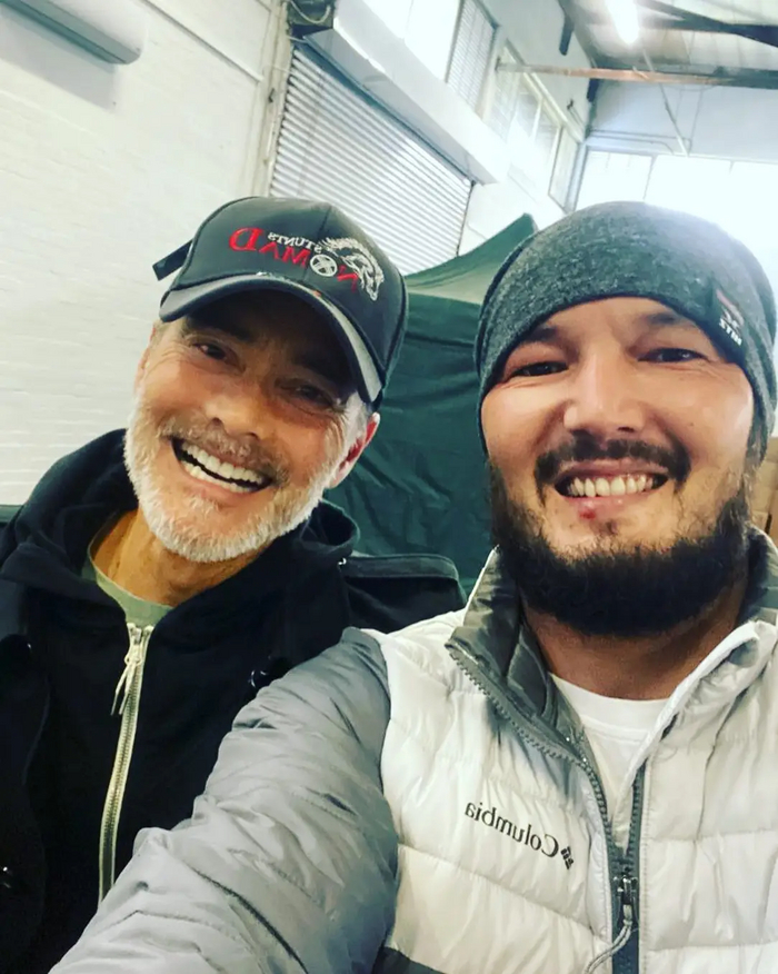 Mark Dacascos was presented with a cap of the Kazakh stunt group Nomad stunts on the set of the TV series Warrior in South Africa - Mark Dacascos, Nomad, Stuntman, Warrior, Foreign serials, Kazakhstan