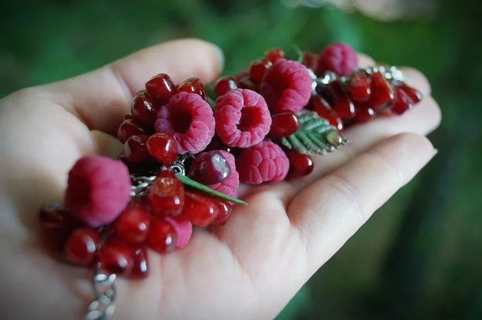 Another delicious luxury bracelet of my creation! - My, Лепка, Polymer clay, Needlework without process, Needlework, Art, Creation, Summer, Berries, Longpost, beauty, beauty of nature, Nature, Girls, Women, Presents