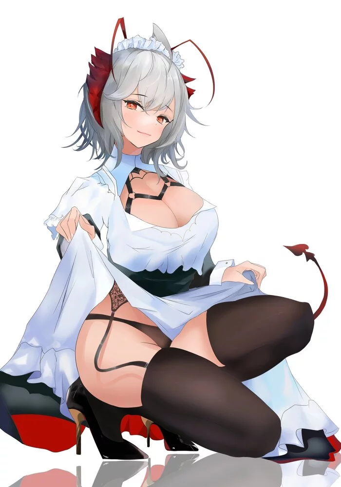 Maid W - NSFW, Аниме, Anime Art, Arknights, W (Arknights), Горничная, Панцу, Чулки, Рисованная эротика, Эротика