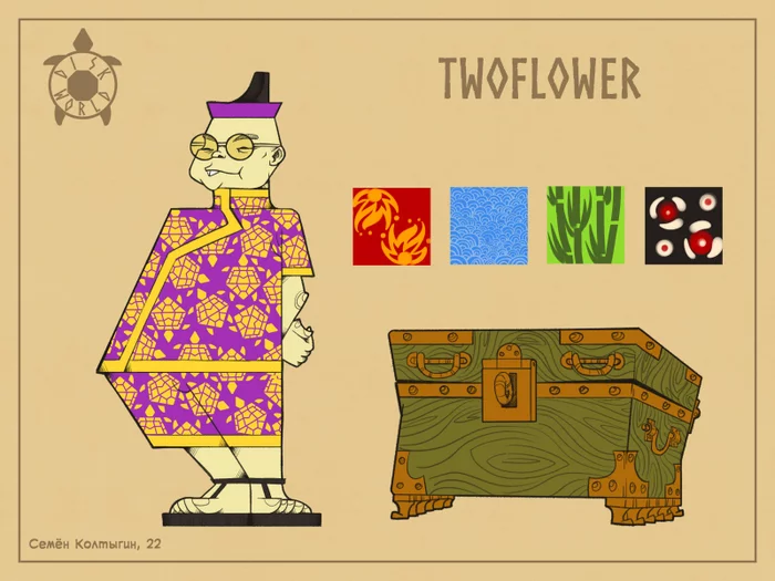 Twoflower - My, Graphics, Drawing, Characters (edit), Terry Pratchett, Flat world, Two-flower, Clip Studio Paint