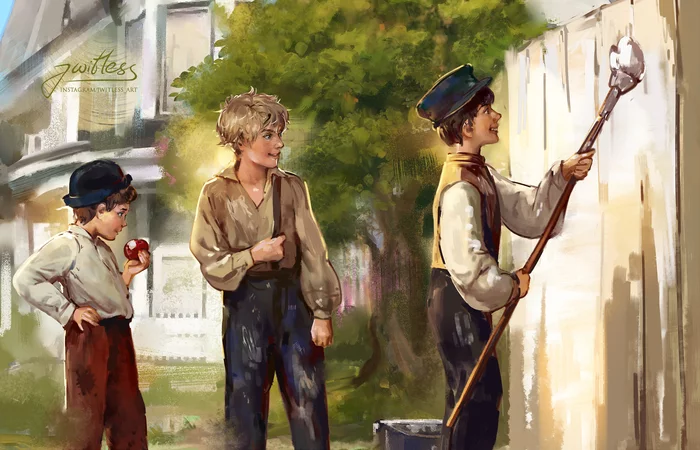 Illustrations for the adventures of Tom Sawyer and Huckleberry Finn. Part 1 - My, Books, Tom Sawyer, Illustrations, Artist, Characters (edit), Digital drawing, Jwitless, Drawing, Mark Twain, Art, Digital, Longpost