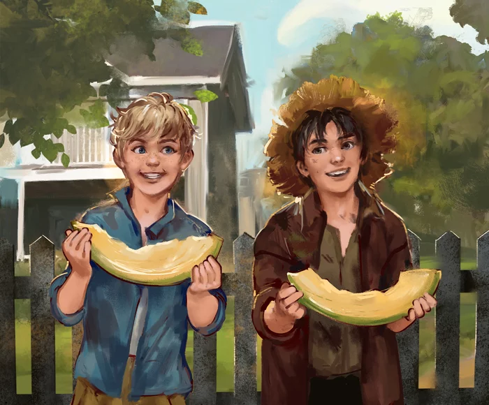 Illustrations for the adventures of Tom Sawyer and Huckleberry Finn. Part 2 - My, Childhood, Tom Sawyer, Illustrations, Artist, Art, Drawing, Digital, Painting, Mark Twain, Jwitless, Longpost, Characters (edit)