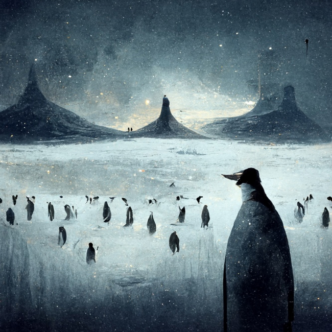 Midjourney - Penguin Sketches - Midjourney, Нейронные сети, Art, Penguins, Drawing, Vampires, Zombie, Knights, Post apocalypse, Dark fantasy, Longpost