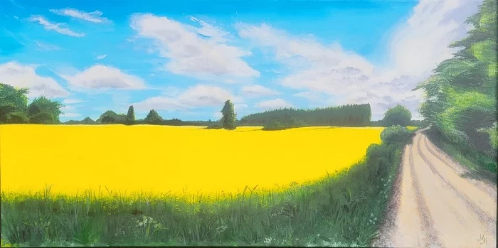 rapeseed field - My, Colza, Field, Acrylic, Painting, Painting, Art, Modern Art, Landscape, Summer, Artist