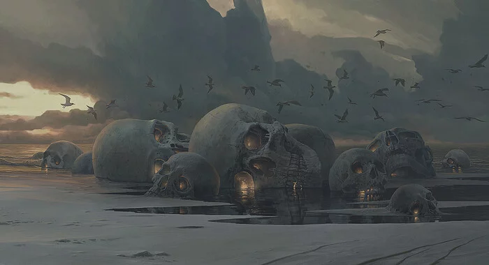 Dilapidation - Art, Artstation, Atmosphere, Scull, Alexey Egorov