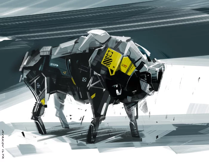 Autonomous bot in the north - My, Illustrations, Sketch, Graphics, Concept, Concept Art