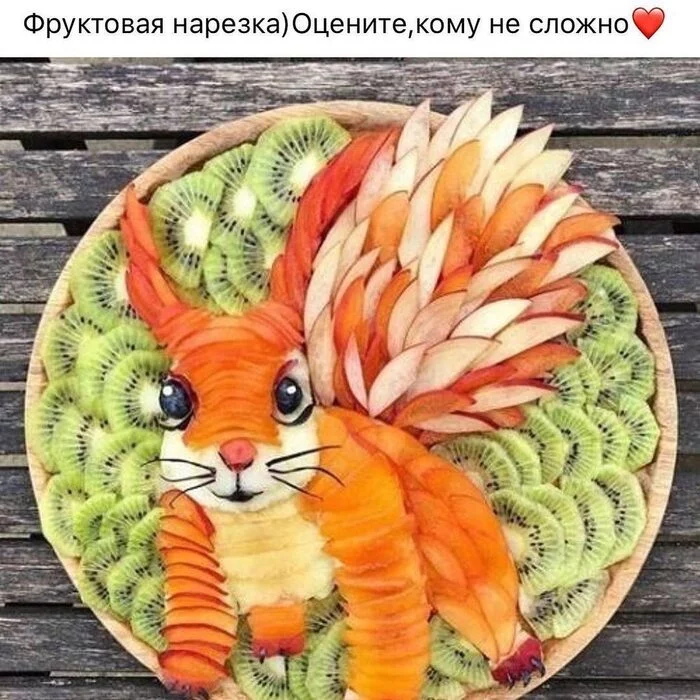 fruit cut - Фрукты, Squirrel, Slicing, Picture with text