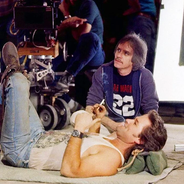 Carpenter and Russell behind the scenes - Actors and actresses, John Carpenter, Kurt Russell, The Big Commotion in Little China, Photos from filming