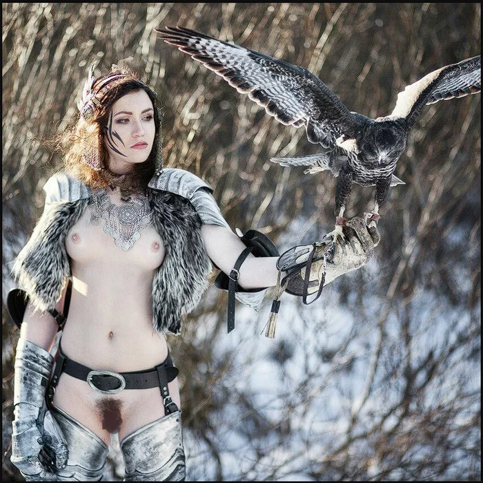 I am looking for the author or model of these photos - NSFW, Boobs, Horses, Girls, Birds, Winter