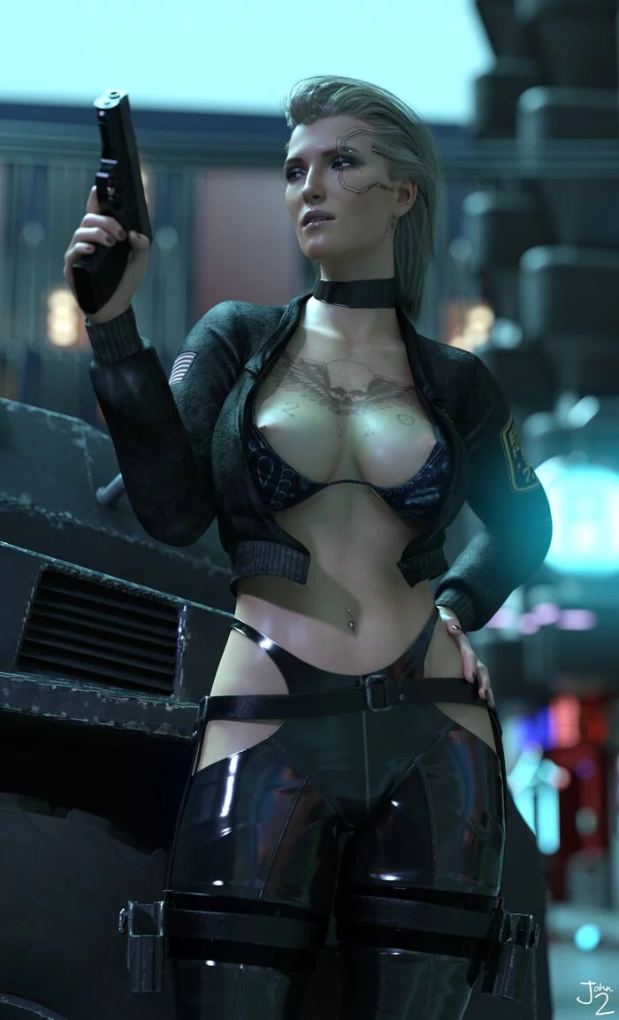 Meredith Stout - NSFW, Art, Games, Cyberpunk 2077, 3D, Girls, V, A selection, Longpost, Meredith Stout