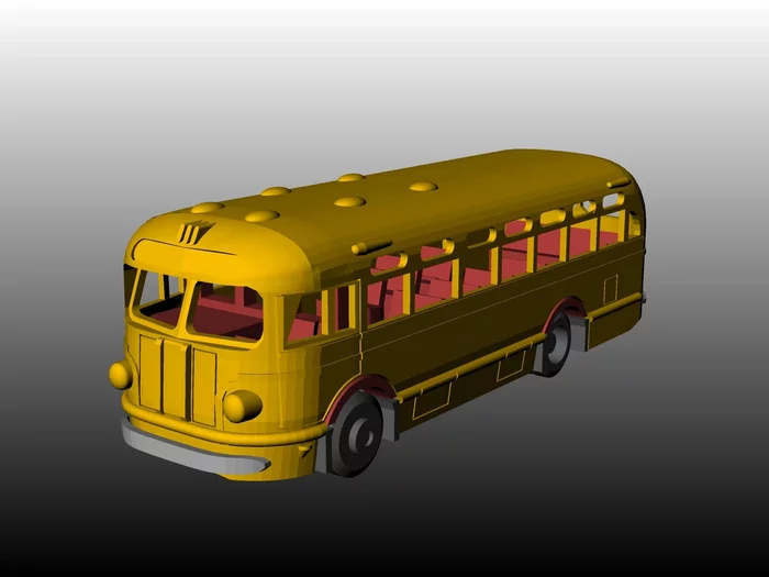 Soviet Bus ZiS-155 3d printer model in scale 1:87 (H0) - My, Zis, Bus, Hobby, 3D modeling, 3D печать, Rhinoceros3d, Needlework with process, Longpost
