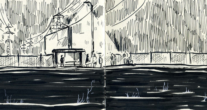 Мурино Рисунок, Набросок, Рисование, Арт, Тушь, Мурино, Девяткино, Санкт-Петербург, Застройка, Скетч, Длиннопост