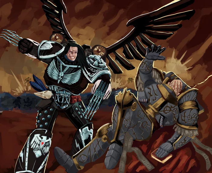 Corvus Corax vs Lorgar Aurelian - Warhammer 40k, Wh other, Lorgar Aurelian, Corvus Corax, Longpost, Konrad Curze