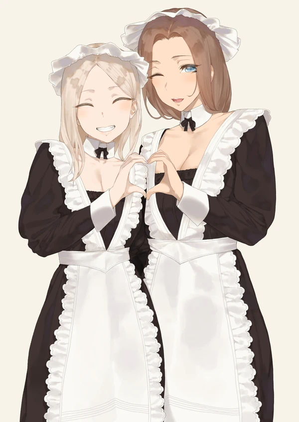 Maid girlfriends - NSFW, Girls, Anime, Housemaid, Hand-drawn erotica, Throtem, Anime art, Longpost, Underwear